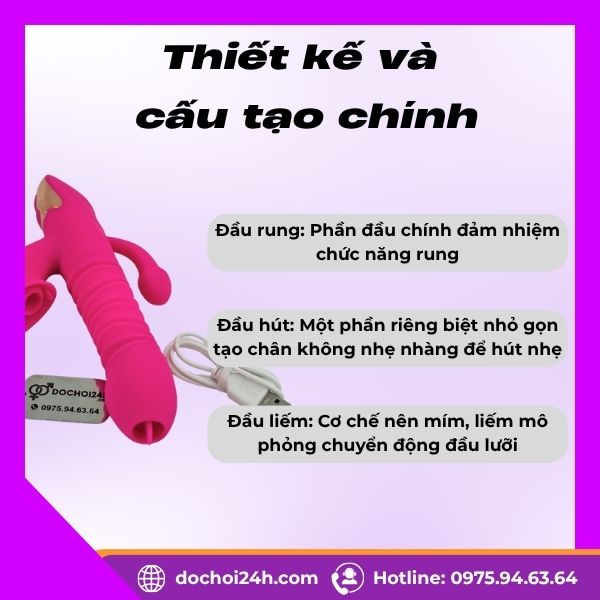 Dibe Miki Dương Vật Giả 3 Đầu Rung Hút Liếm Cao Cấp Dương vật giả Dibe Miki