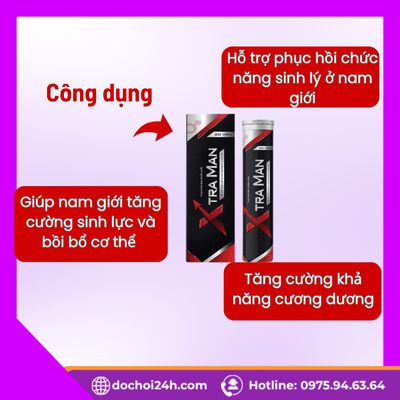 Xtraman Black Viên sủi hỗ trợ sinh lý nam cải thiện xuất tinh sớm Công dụng viên sủi Xtraman Black cho nam giới theo công bố