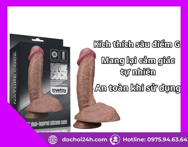 Dương vật giả Lovetoy 7.5 inch silicon gắn tường mềm dẻo Dương vật giả Lovetoy 7.5
