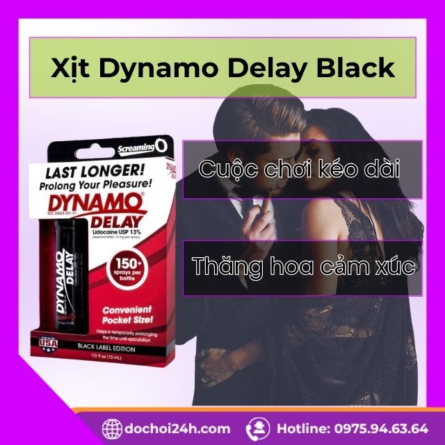 Xịt Dynamo Delay Black 15ml chống xuất tinh sớm Giới thiệu Xịt Dynamo Delay Black 15ml