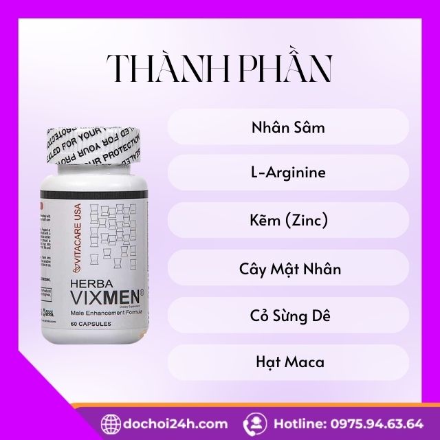 Viên Uống Hỗ Trợ Bổ Thận, Tráng Dương Nam Giới Herba Vixmen Herba Vixmen Có Thành Phần Gì