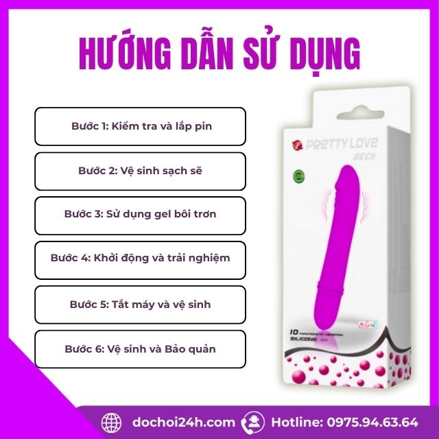 Dương vật giả Pretty Love Beck hỗ trợ chạm điểm G Hướng dẫn sử dụng Dương vật giả Pretty Love Beck