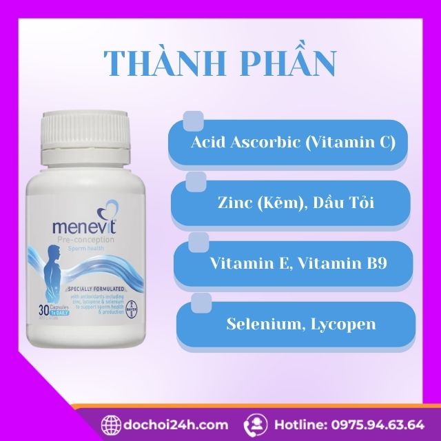 Viên Uống Hỗ Trợ Sinh Sản Nam Giới Menevit Bayer Phân Tích Chi Tiết Thành Phần Vàng Menevit Bayer