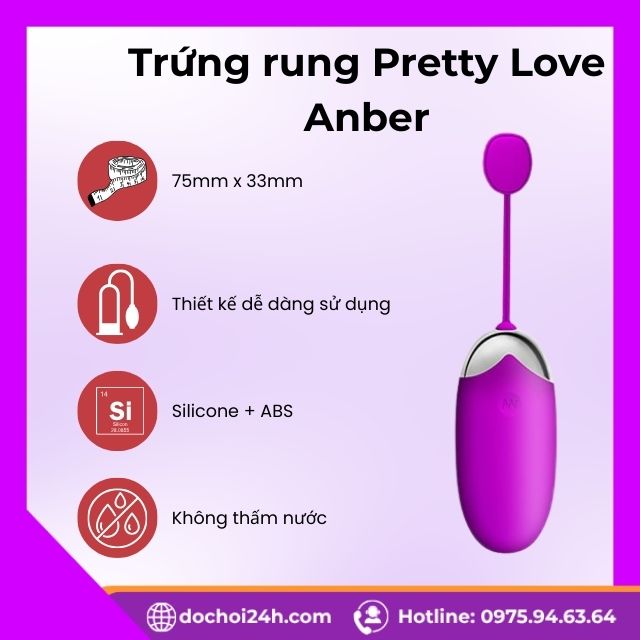 Trứng rung Pretty Love Anber kích thích âm vật nữ Giới thiệu về siêu phẩm Trứng rung Pretty Love Anber