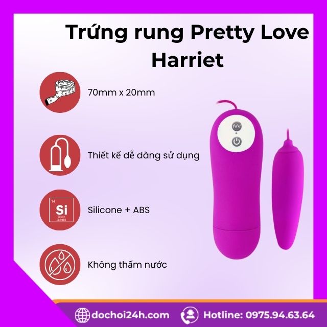Trứng Rung Pretty Love Harriet tăng khoái cảm khi quan hệ Giới thiệu tổng quan về trứng rung Pretty Love Harriet