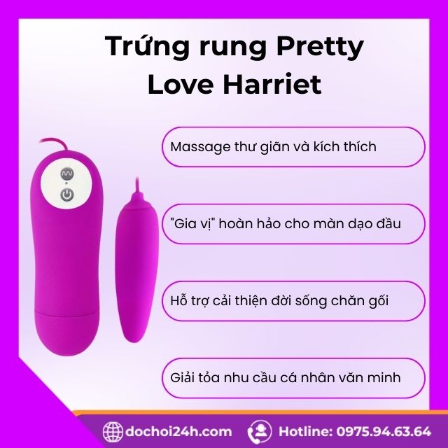 Trứng Rung Pretty Love Harriet tăng khoái cảm khi quan hệ Công dụng chính của trứng rung Pretty Love Harriet