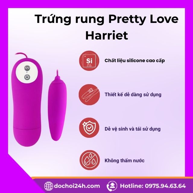 Trứng Rung Pretty Love Harriet tăng khoái cảm khi quan hệ Ưu điểm vượt trội của trứng rung Pretty Love Harriet