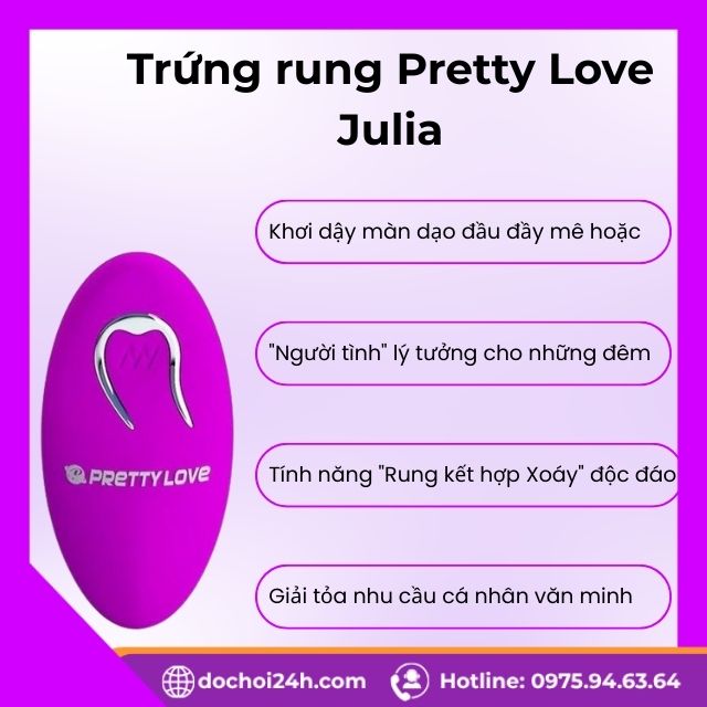Trứng rung Pretty Love Julia thăng hoa cảm xúc nữ Công dụng tuyệt vời của Trứng rung Pretty Love Julia