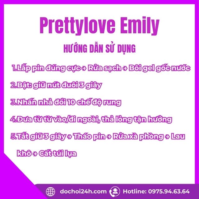 Pretty Love Emily dương vật giả cao cấp - Chạm điểm G Hướng dẫn sử dụng Dương vật giả Pretty Love Emily