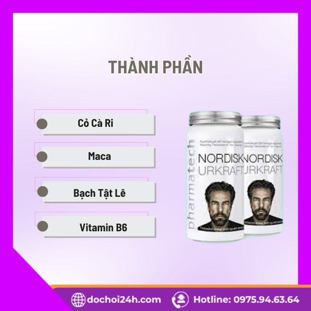Nordisk Urkraft Bí Quyết Cải Thiện Sinh Lý Nam Giới Thành phần của Nordisk Urkraft Na Uy 68 viên