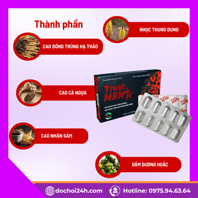 Thành phần của viên uống Trust Men H+ như thế nào?