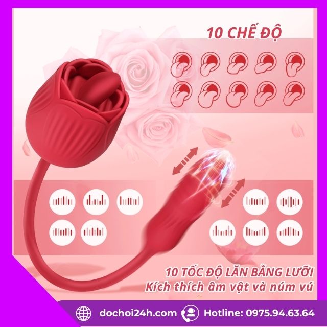 Trứng rung tình yêu hoa hồng 2 đầu rung thụt đa năng dành cho nữ Trứng rung tình yêu hoa hồng 2 đầu