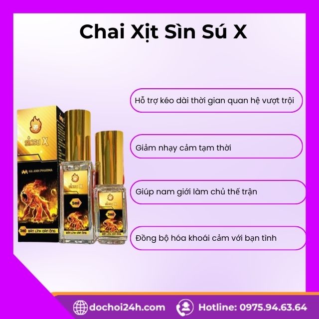 Chai Xịt Sìn Sú X chống xuất tinh sớm Công dụng nổi bật của Xịt Sìn Sú X