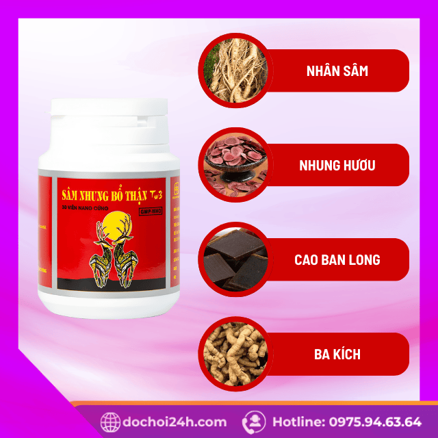 Thành phần dược liệu quý có trong Sâm Nhung Bổ Thận TW3