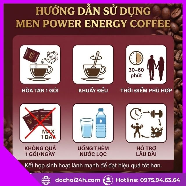 Hướng dẫn dùng Men Power Energy Coffee